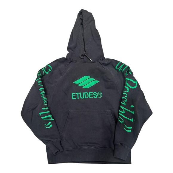 Études Racing Eco Logo Hoodie Black Green Men’ XS Graphic Pullover Oversized‎ - Picture 1 of 7